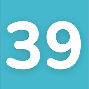 Blue and White Number 39 Sign